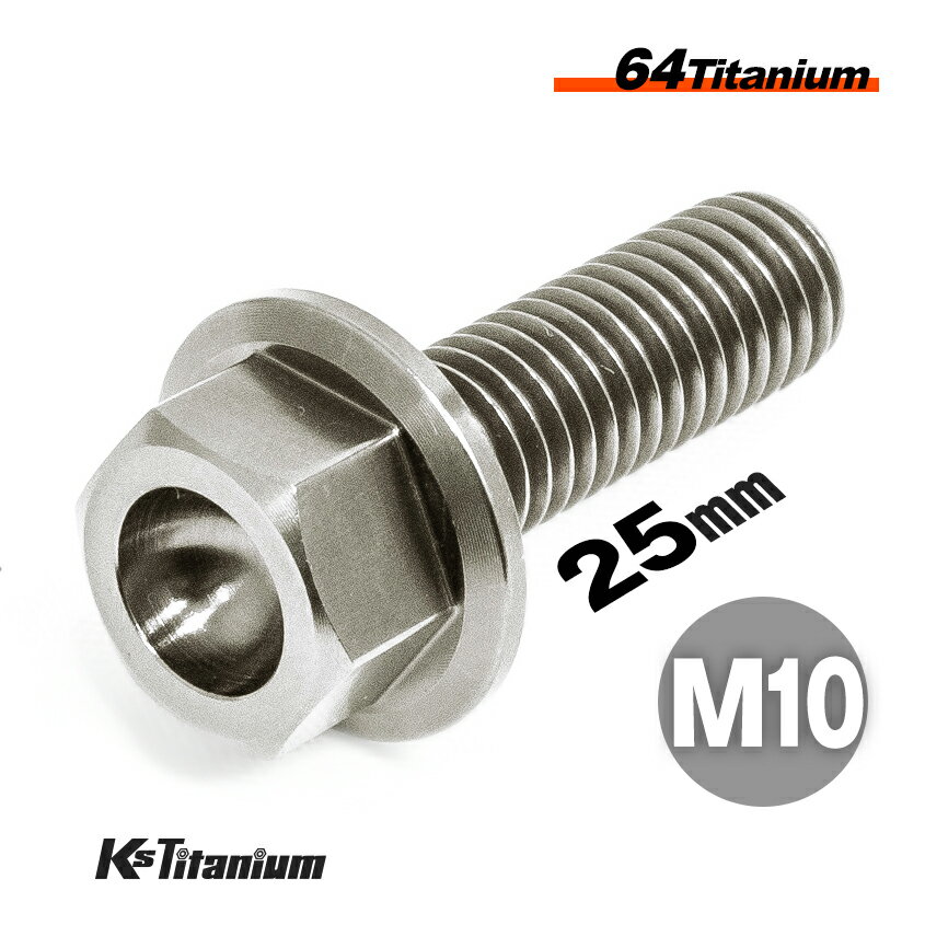 チタンボルト M10×25 P1.25 単品 1本売り 64チタン フランジボルト 全ネジ Ti-6Al-4V Gr5 チタン合金 バイク パーツ 自転車 ボルト M10 チタン カスタム ドレスアップ 旧車 レストア 修理 部品