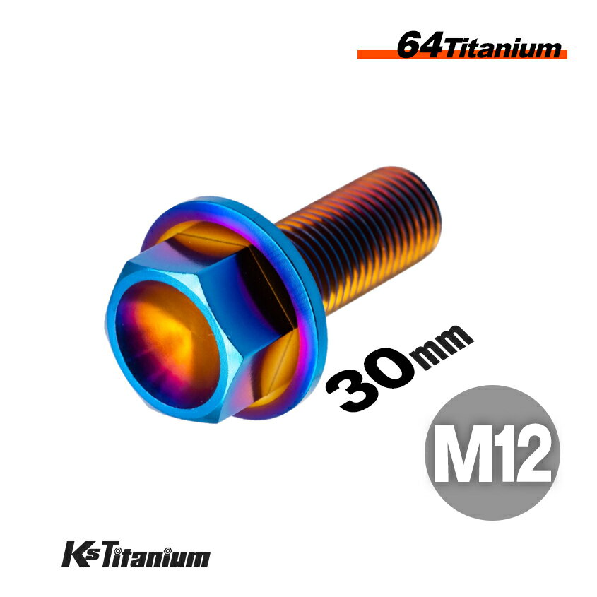 チタンボルト M12×30 スレッド25mm P1.25 フランジボルト 焼き色 1本売り 64チタン M12 バイク レストア パーツ