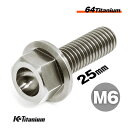 チタンボルト M6×25 P1.0 単品 1本売り 64チタン フランジボルト 全ネジ Ti-6Al-4V Gr5 チタン合金 バイク パーツ 自転車 ボルト M6 チタン カスタム ドレスアップ 旧車 レストア 修理 部品