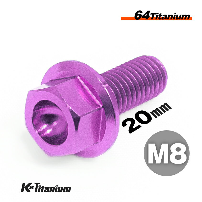 チタンボルト M8×20 P1.25 パープル 単品 1本売り 64チタン フランジボルト 全ネジ Ti-6Al-4V Gr5 チタン合金 バイク パーツ 自転車 ボルト M8 カスタム ドレスアップ 旧車 レストア 修理 部品