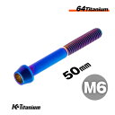 チタンボルト M6×50 P1.0 焼き色 1本 64チタン テーパーボルト M6 スレッド 25mm バイク レストア パーツ チタン カスタム ドレスアップ 旧車 レストア 修理 部品(4)