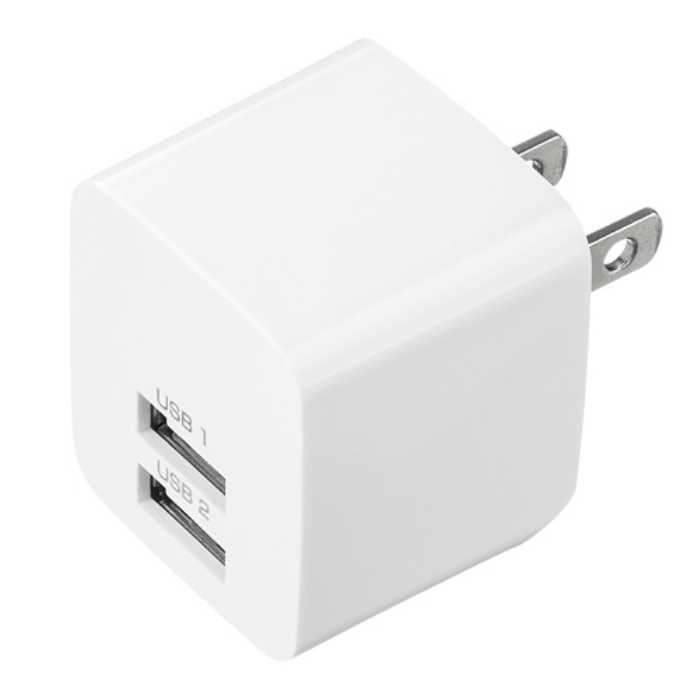 USB充電器（2ポート・合計2.4A・ホワイト） ≪サンワサプライ≫　ACA-IP44W　【送料...