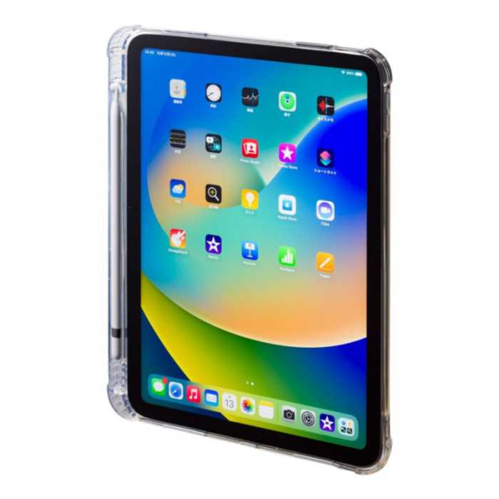 第10世代iPad 10.9インチ用ペン収納ポケット付きクリアカバー　≪サンワサプライ≫　PDA-IPAD1918CL　【送料無料】【離島 発送不可】