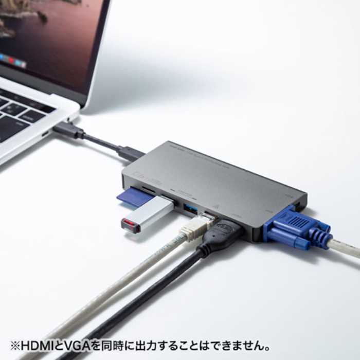 USB Type-C ドッキングハブ（VGA・HDMI・LANポート・カードリーダー搭載）　≪サンワサプライ≫　USB-3TCH13S2　【送料無料】【離島 発送不可】