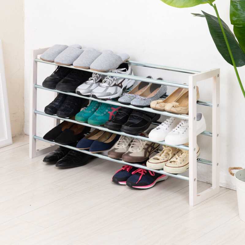 伸縮式シューズラック4段　NK-7304 WH/BK　【送料無料】【北海道・沖縄・離島 発送不可】