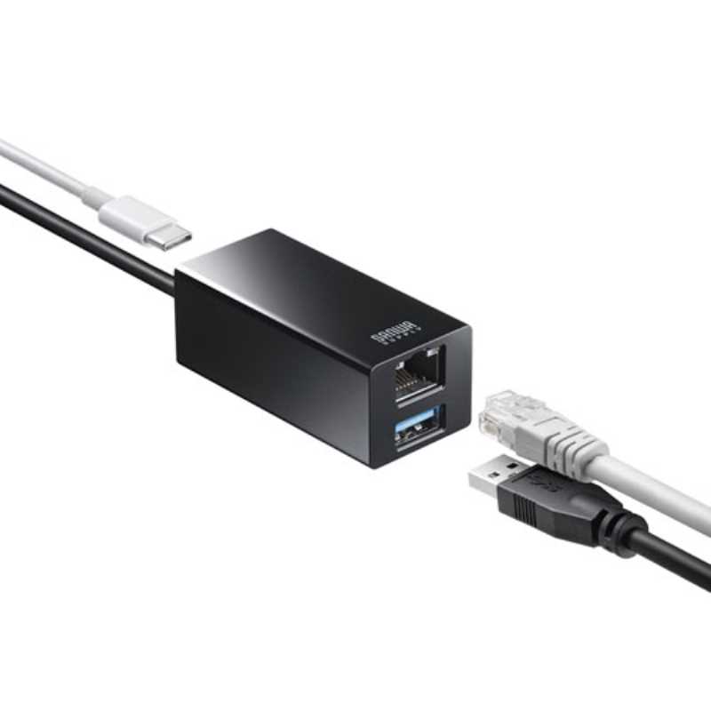 USB Type-Cハブ付き ギガビットLANアダプタ　≪サンワサプライ≫　USB-3TCH33BK　【離島 発送不可】