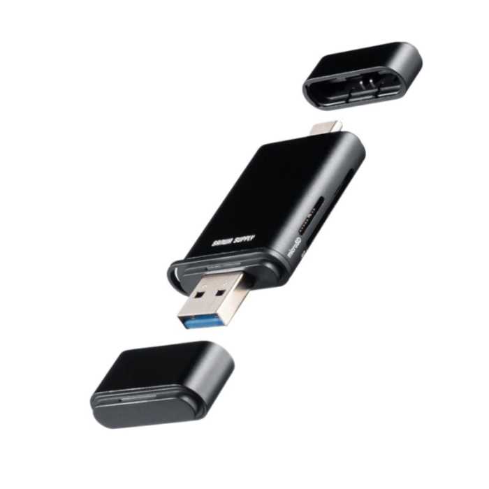 UHS-II対応 USB Type-C ＆ USB-A カードリーダー　≪サンワサプライ≫　ADR-5TCMSD3BK　【送料無料】【離島 発送不可】