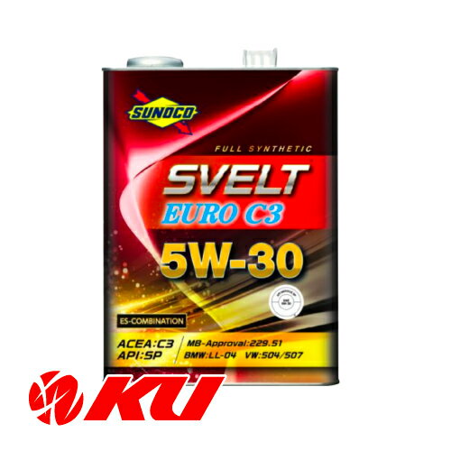 SUNOCO エンジンオイル Svelt EURO 5W-30 4L×1缶 全合成 エステル配合 SN/C3/229.51/LL04/504/507 スノコ スヴェルト 5w30