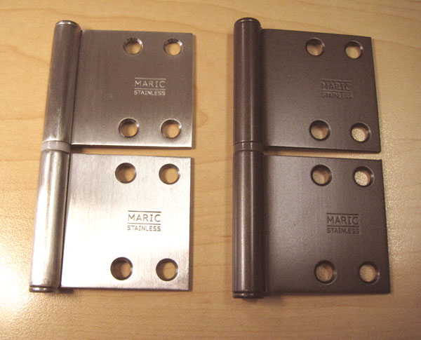 MK　丸喜金属本社　ステンレス　ホーム丁番(両面皿）102mmx102mm　旗丁番《H-04-17》ヘアーライン【即日出荷可】【店頭受渡可能】