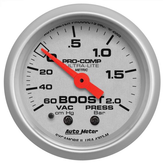 Auto Meter オートメーター ブースト圧52mmメカニカルPro Comp Ultraliteゲージ 【 データ 計測器 ドライバー 補助 モータースポーツ 車 4輪 サーキット ケーブル 】