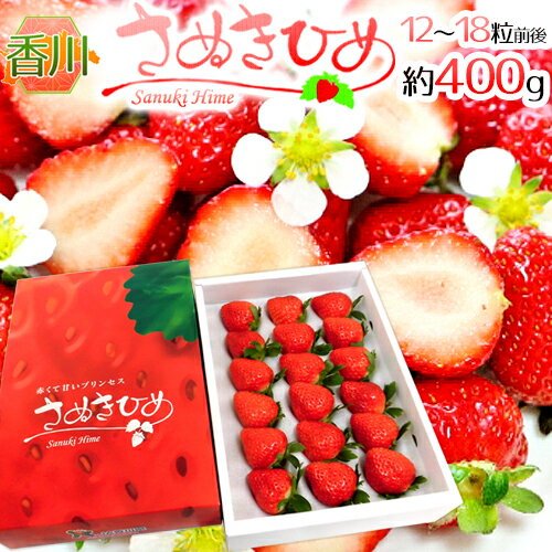 香川県 ”さぬきひめいちご（さぬき姫）” 秀品 12〜18粒前後 約400g 産地化粧箱【予約 12月以降】 送料無料のサムネイル