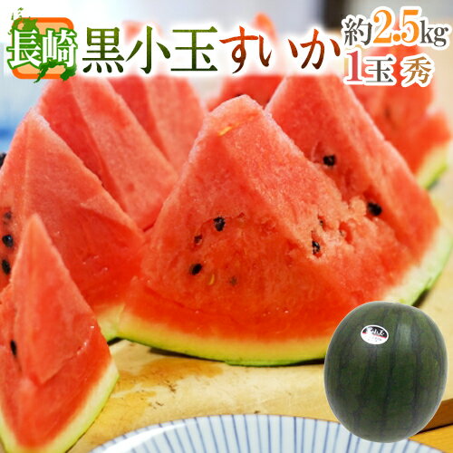 ”長崎県産 黒小玉スイカ” 秀品 1玉 約2.5kg【予約 7月以降】のサムネイル