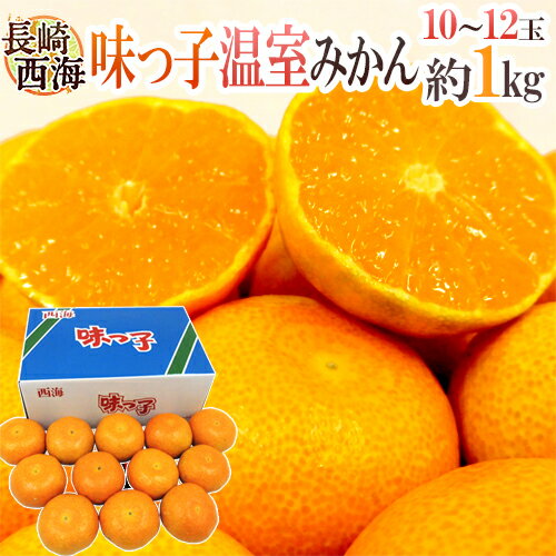 長崎県 西海産 ”温室 味っ子みかん” 10〜12玉 約1kg 化粧箱【予約 2月下旬以降】 送料無料のサムネイル
