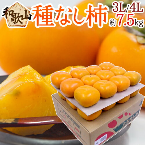 和歌山産 ”たねなし柿” 秀品 3L〜4Lサイズ 24〜28玉 約7.5kg【予約 10月以降】 送料無料のサムネイル