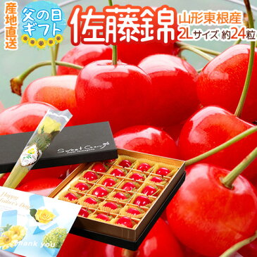 【送料無料】父の日ギフト 山形県東根産 ”さくらんぼ 佐藤錦 2L 秀品 チョコ箱 24粒”【6/15〜6/21のお届け予定 産地直送 予約】