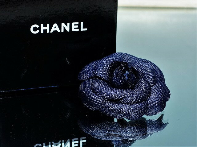 【中古】CHANEL カメリア サージュ 8cm ネイビー レディース アクセサリー