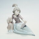 【中古】リヤドロ 人形 LLADRO 一緒にレッスン 犬 少女 #5475