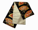 正絹七歳用袋帯 J0311-07 送料無料 少々難あり 黒地の祝い帯 七才用女児の帯 日本製 お仕立て(かがり)無料 七五三用の帯