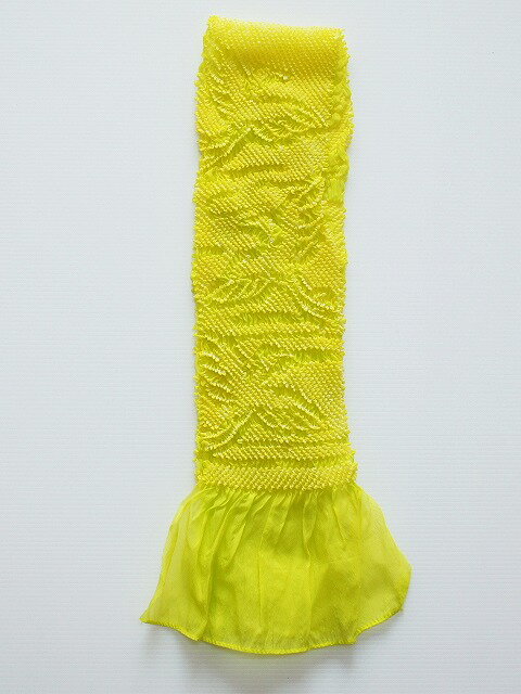 ナイロン絞り子供用帯あげ J7120-05 訳あり 送料無料 七五三用帯揚げ　黄緑色の絞り柄です