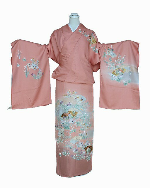 正絹訪問着 H0532-01 送料無料 訳あり 在庫処分ノ−クレ−ム品 ピンク色未仕立て訪問着 手芸用 和裁の練習用 洋装にも