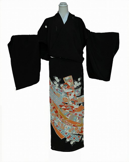 正絹江戸褄 H0533-01 送料無料 訳あり 在庫処分ノ−クレ−ム品 未仕立て江戸褄 ・黒留袖 手芸用 洋装にも