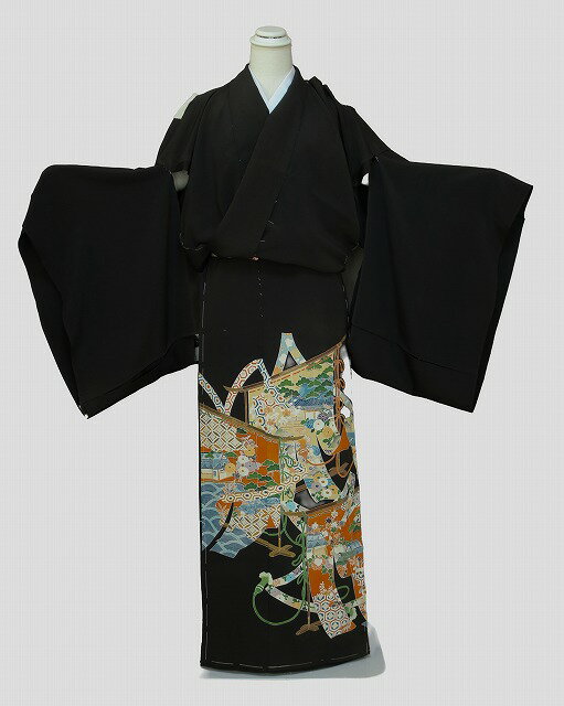 正絹江戸褄 H0533-03 送料無料 訳あり 在庫処分ノ−クレ−ム品 未仕立て江戸褄 ・黒留袖 手芸用 洋装にも