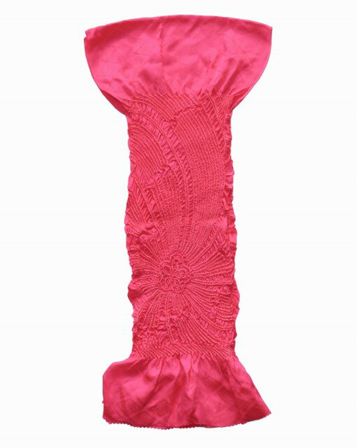 正絹絞帯上 J1209-03 送料無料 在庫処分 中抜き絞り帯上 赤ピンク系色の帯上 単品 絞り正絹帯あげ 和装小物 1