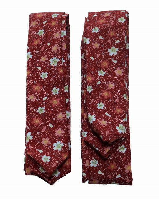 子供腰紐 腰ひも2本セット K4222-S2 送料無料 Sサイズ 着付用小物 赤い花柄の腰紐 お買いなセットです