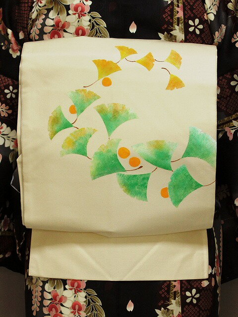 正絹名古屋帯 すぐに着用できます 季節に合わせて楽しむ おしゃれな正絹名古屋帯 お仕立て済名古屋帯 V7335-12