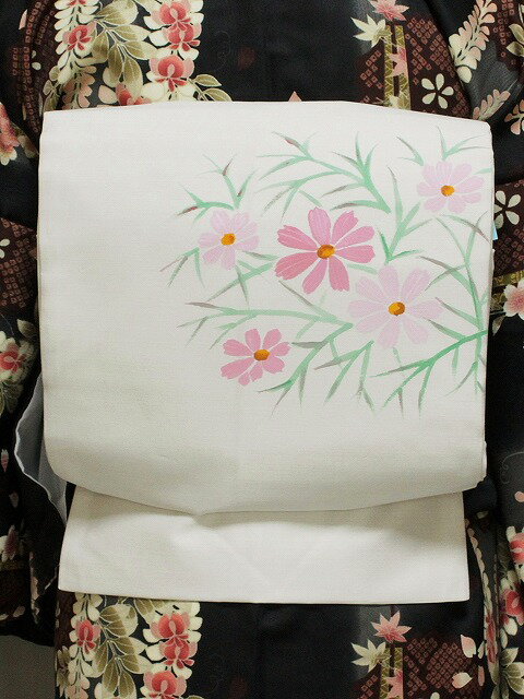 正絹名古屋帯 すぐに着用できます 季節に合わせて楽しむ おしゃれな正絹名古屋帯 お仕立て済名古屋帯 V7335-13