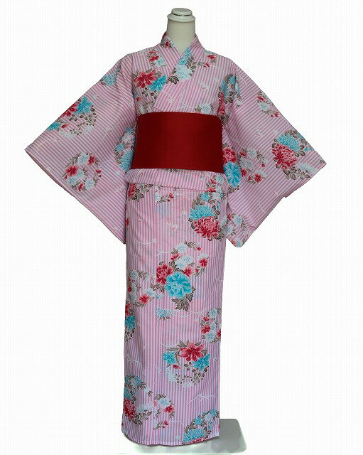 ポリエステルの女浴衣 G0709-09 送料無料 夏の着物 ゆかた 吸汗速乾生地 レディースゆかた 仕立上り浴衣