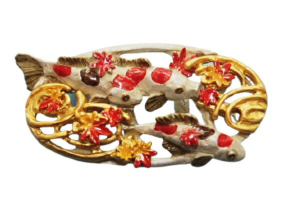 鯉（秋の錦鯉）の帯〆 G4600-06 送料無料 数（SUU)ブランドの帯留め 三分紐用に モダンな帯留め・立体感ある帯留め