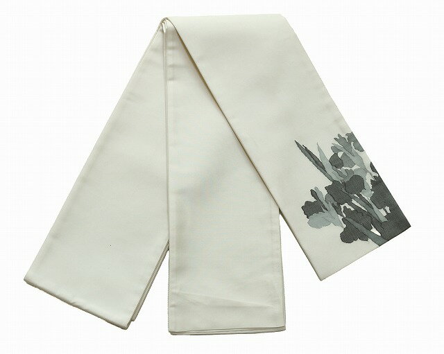 正絹手織の 細帯 K3321-03 送料無料 日本製 少々難あり 長尺 正絹小袋帯 小幅帯 軽くて締めやすい花柄の帯