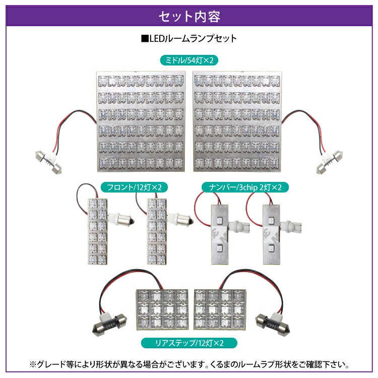 ハイエース 200系 1型 2型 3型 スーパーGL専用 標準/ワイド パーツ LED ルームランプ 160灯 ハイエース200系 アクセサリー マップランプ セカンドランプ ラゲッジランプ ステップランプ ナンバー灯 8P セット カスタムパーツ ドレスアップパーツ 内装パーツ