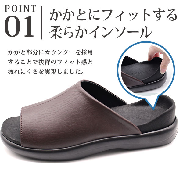 サンダル メンズ 靴 黒 ブラック ブラウン 軽量 軽い 幅広 3E ストラップ 大人 ス...