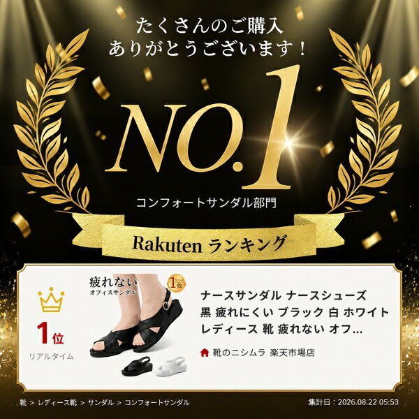 ナースサンダル オフィスサンダル ナースシューズ 黒 疲れにくい ブラック 白 ホワ...