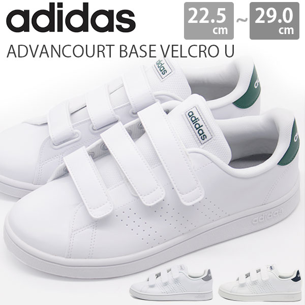 アディダス スニーカー メンズ レディース キッズ ジュニア 靴 白 ホワイト コート ホワイトスニーカー 通勤 通学 adidas ADVANCOURT BASE VELCRO U