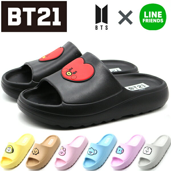 BT-21 サンダル レディース 靴 リカバリーサンダル コンフォートサンダル 公式グッズ LINE FRIENDS BTS ビーティーエス 防弾少年団 コラボ キャラクター 厚底 スリッパ 韓国 軽量 ビーティーイシビル BT-301 las1のサムネイル