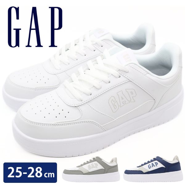 GAP スニーカー メンズ 靴 白 ホワイト シューズ 軽量 軽い 厚底 コートスニーカー ホワイトスニーカー コートタイプ 通学 通勤 シンプル おしゃれ ブ...