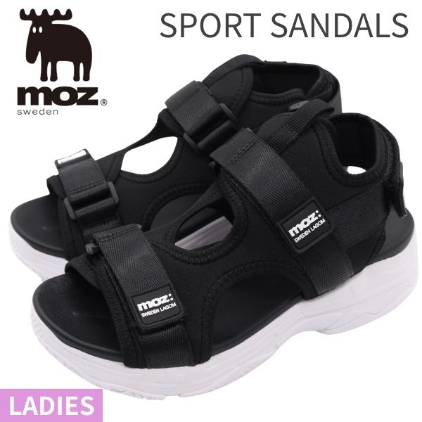 moz モズ サンダル レディース 靴 スポーツサンダル 黒 ブラック ベージュ 軽量 軽い 厚底 クッション スポサン ベルト おしゃれ かわいい コーデ ボリュームソール 婦人靴 北欧 アウトドア 夏 海 moz 3014