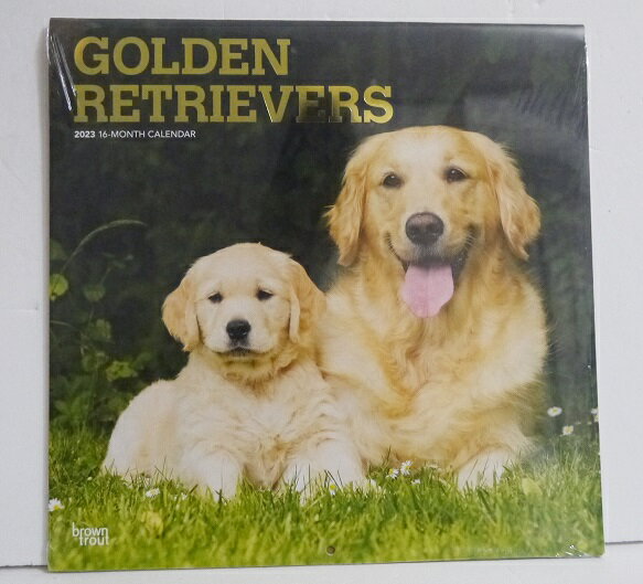 輸入2023年犬カレンダー「ゴールデンレトリバー」『GOLDEN RETRIEVERS 2023』　月めくり形式で、上部に写真、下部に日付　（メモ欄あり）のデザインです。　30cm×30cm。 2023年　1月〜12月まで。未開封新品です。発送は定形外郵便510円を予定しています。