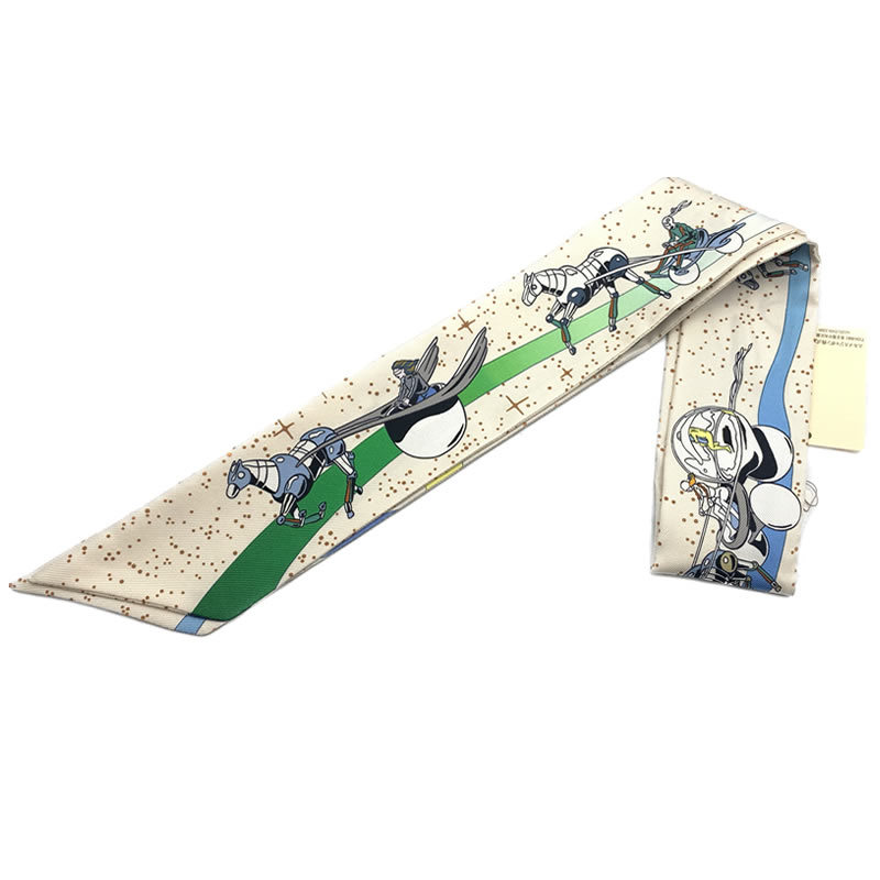 【本物保証】 【京都屋質店】【HERMES エルメス】ツイリー　スペース　ダービー　Twilly Space Derby　クリーム　ブルー　マルチカラー　H063573S　04　HTH2207【未使用品】【PAWN SHOP】【質屋出品】のサムネイル