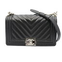 【本物保証】 【京都屋質店】【CHANEL シャネル】ボーイシャネル Vステッチ 25cm ブラック×シルバー金具 キャビアスキン チェーンショルダーバッグ ...