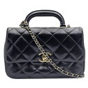 【本物保証】 【京都屋質店】【CHANEL シャネル】トップハンドル フラップバッグ 2WAY ショルダーバッグ ハンドバッグ シャイニーラムスキン ココマーク...