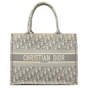 【本物保証】 【京都屋質店】【クリスチャンディオール Christian Dior 】　BOOK　TOTE　ブックトートバッグ　スモール　オブリーク　キャンバストートバッグ　グレー　50-MA-0270 【中古】【PAWN SHOP】【質屋出品】