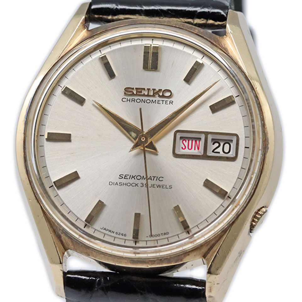 SEIKO MATIC CHRONOMETER CAP GOLD 6246-9000 1966 Vintageセイコーマチック クロノメーター キャップゴールド 6246-9000 1966年5月製造 自動巻 キャリバー6246A オーバーホール済み ヴィンテージ【ブランド腕時計】【質屋出店】【本物保証】 【京都屋質店】