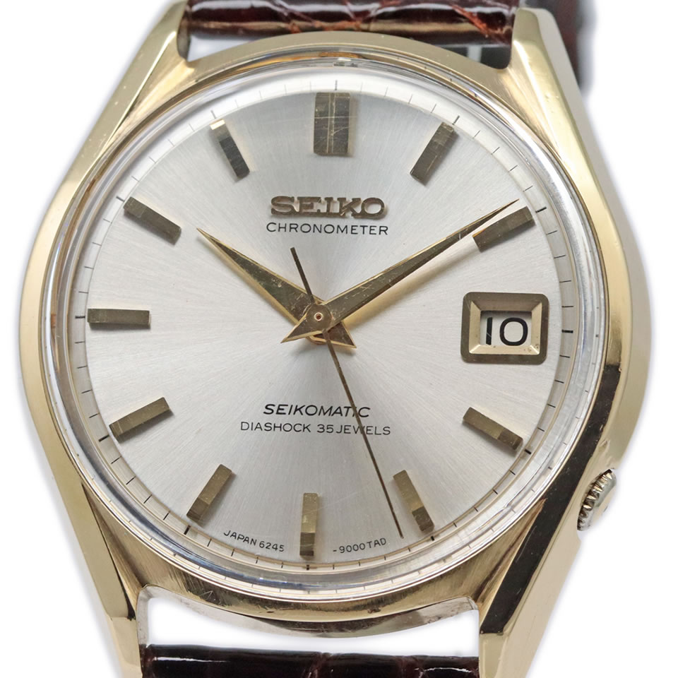 SEIKO MATIC CHRONOMETER CAP GOLD 6245-9000 1966 Vintageセイコーマチック クロノメーター キャップゴールド 6245-9000 1966年5月製造 オーバーホール済み アンティーク ヴィンテージ 【ブランド腕時計】【質屋出店】【本物保証】 【京都屋質店】