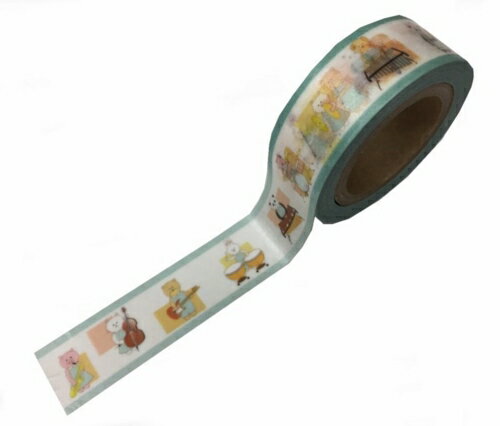 LALACHYANオリジナルデザインマスキングテープ 103003(エンジョイブラスバンド水色)