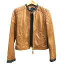 【中古】 【古着】 massimo dutti マッシモデュッティ レザー ライダース ジャケット 革ジャン ブルゾン ジップアップ レディース M ブラウン ショート丈(4)