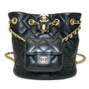 【美品】 シャネル CHANEL リュック サック バックパック スモール ミニ マトラッセ キルティング レザー ブラック ゴールド金具 レディース AS39...